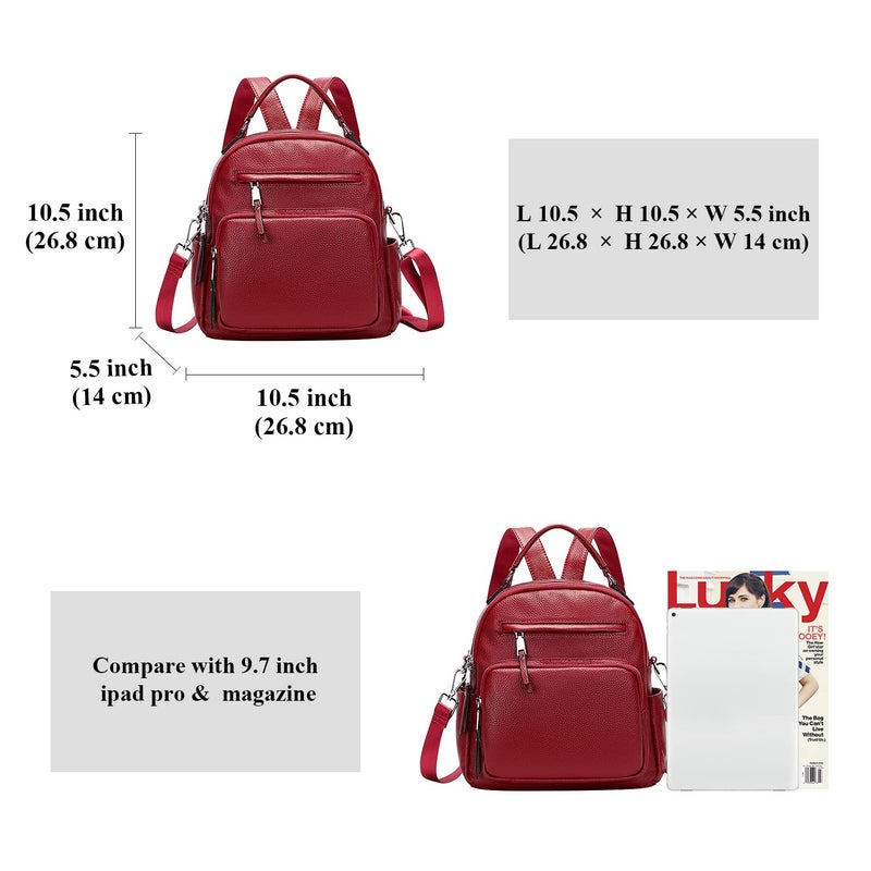 ALTOSY Genuine Leather Backpack for Women Small Convertible Backpack Purse Ladies Shoulder Bag 4 in 1 to Carry - Image 5